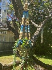 Boho Beaded Plant Hanger. Wooden Beads