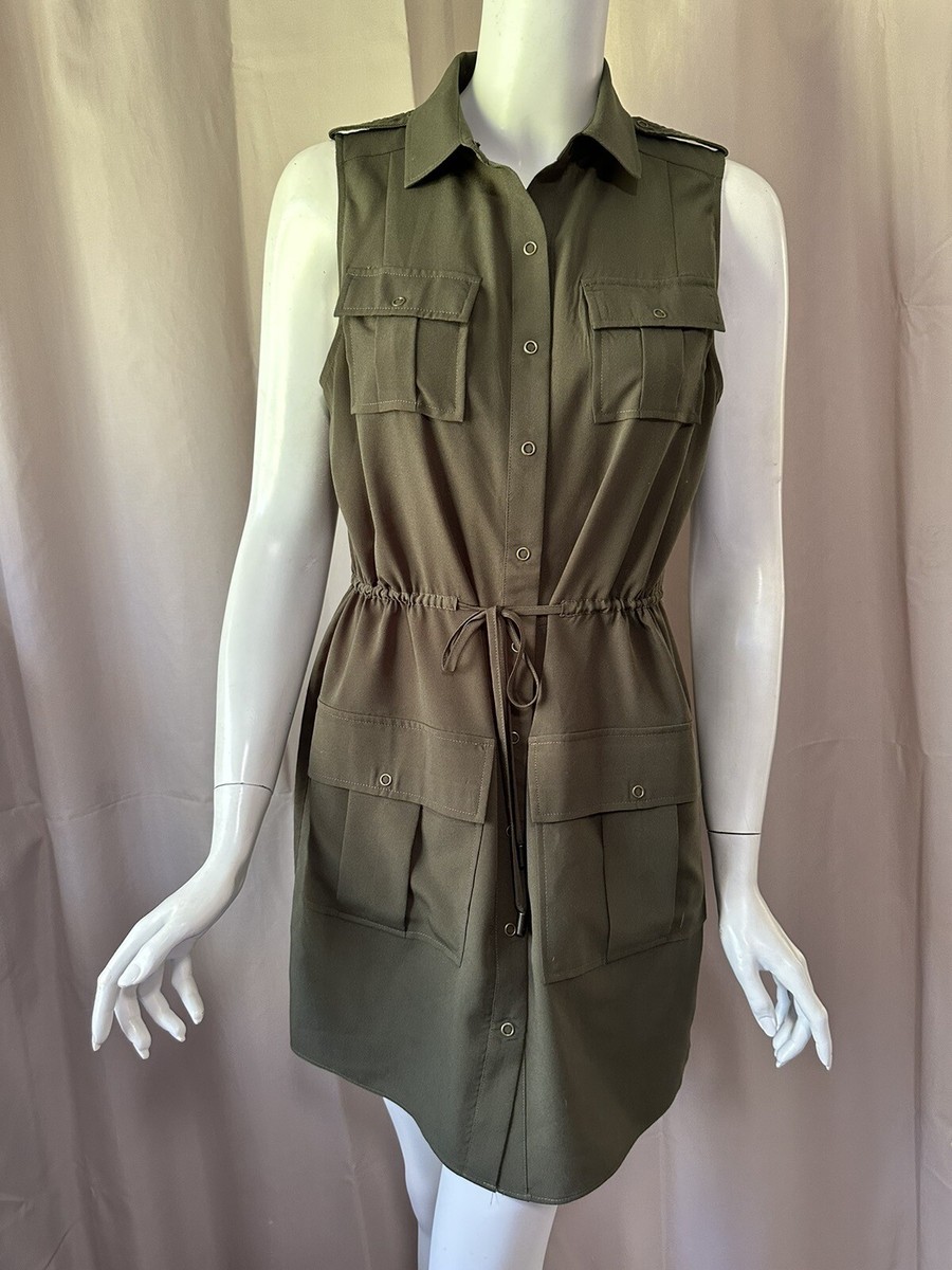 Haute Hippie Women Green Olive Sleeveless Dress size S Excellent