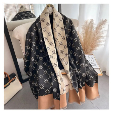 Winter Women'S Scarf Luxury Design Double Sided Cashmere Feel Scarf Warm Scarf