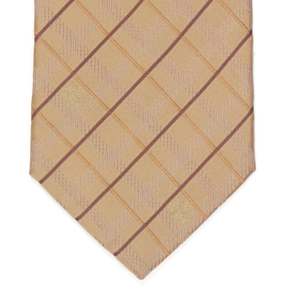 VERSACE Elegant Gold Shimmering Plaid Medusa Head Men's Silk Neck Tie - Image 3 of 4