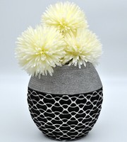 Moderne Vase 25 Cm Schwarz/Silber Dekovase Blumenvase Tischdeko Tischvase