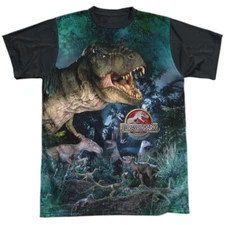Jurassic Park Dinos Gather Adult Halloween Costume T Shirt (Black Back), S-3XL