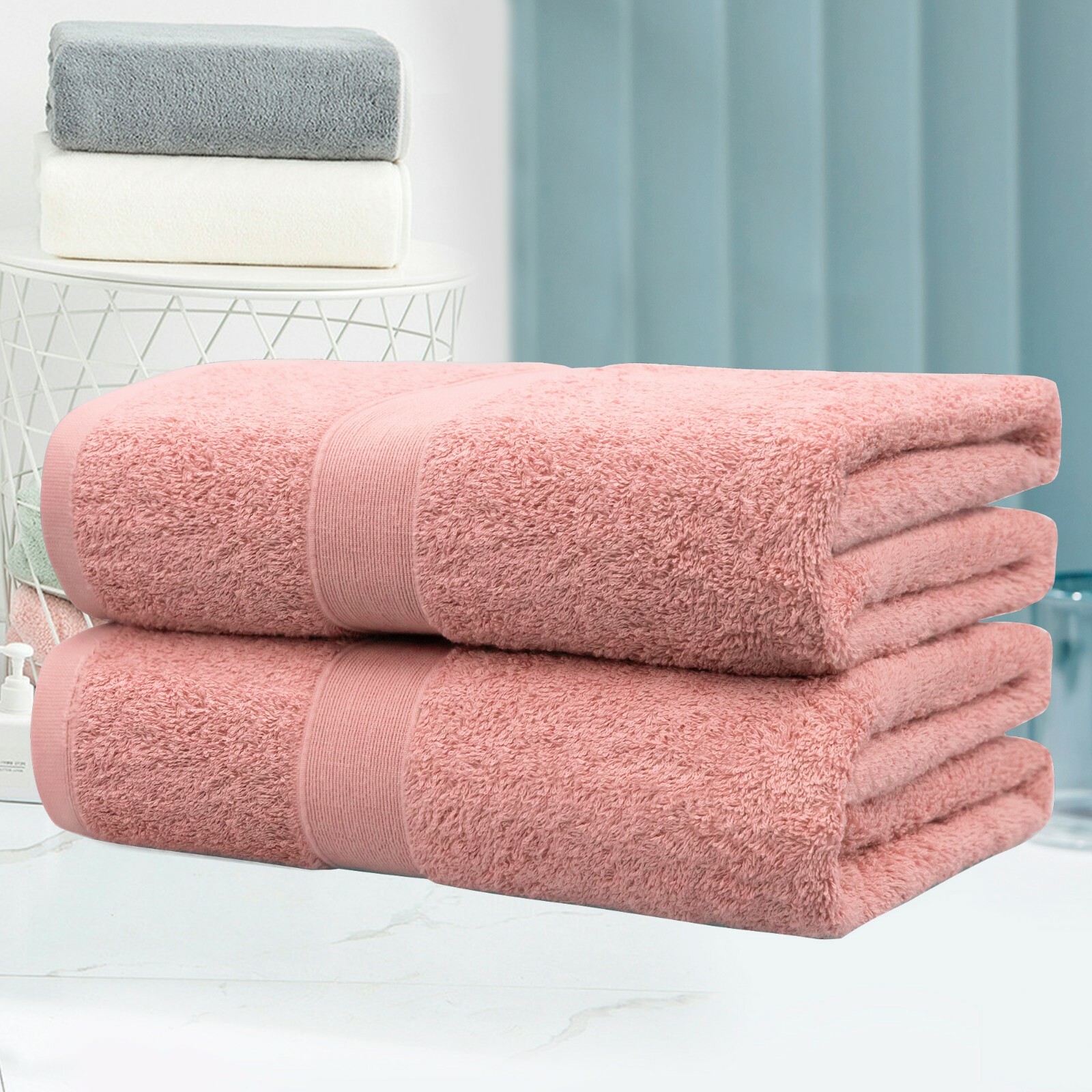 Super Jumbo 100 Pure Cotton Bath Sheets Pack 2x Extra Large Soft