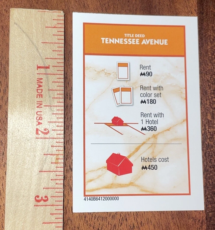 Monopoly Crooked Cash Ed. 2021 Juego Tennessee Avenue Propiedad Repuesto Pc. Foto 3 de 4