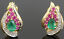 thumbnail 1  - 0.50ct Natural Round Diamond 14k Solid Yellow Gold Emerald Ruby Dangler Earring