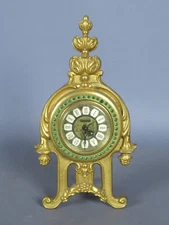 Vintage Small Norstel & C. Mechanical Table Clock Gold Plated XX Century