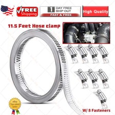 11.5FT Adjustable Large Hose Clamps Worm Gear Stainless Steel Clamp 8 Fasteners