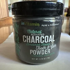 InVitamin Spearmint Tooth Gum Powder Natural Activated Organic Charcoal 2.75 oz