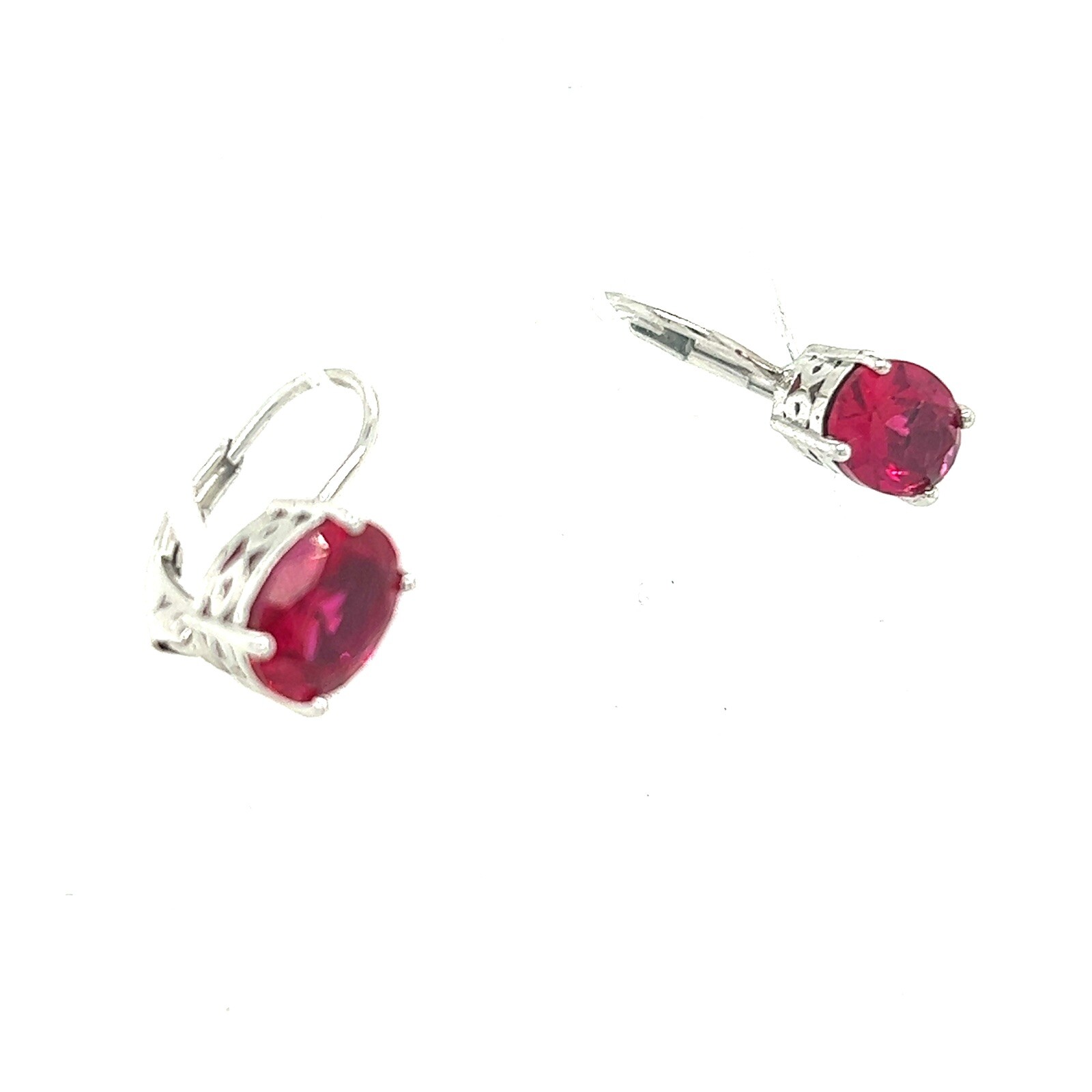 Rhodium-Plated Sterling Silver Imitation Ruby Lev… - image 2
