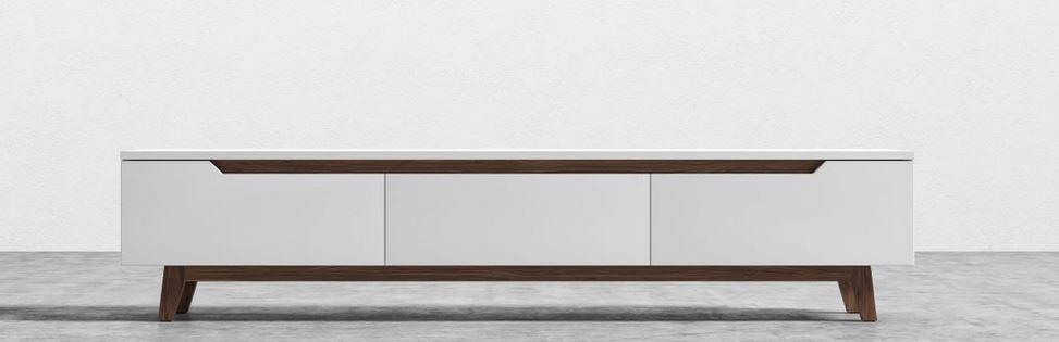 In White Lacquer And Walnut Veneer