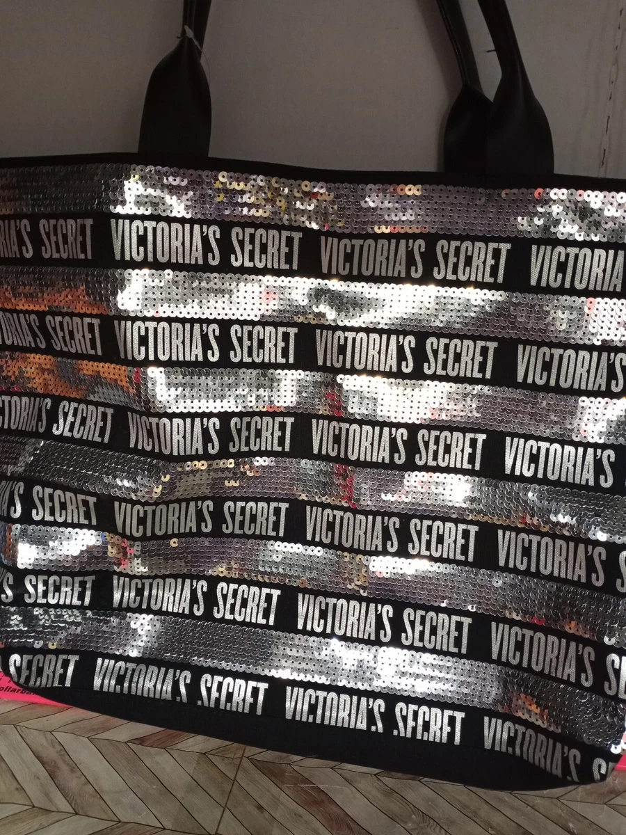 Victoria s Secret Black Sequin Tote Bag Set Shoulder Bag NWT eBay