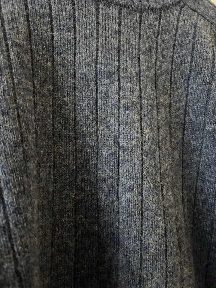 Suéter de Lana Garret Scott Shetland Adulto XL Azul Acanalado Cuello Redondo Para Hombres - Acogedor Foto 3 de 4