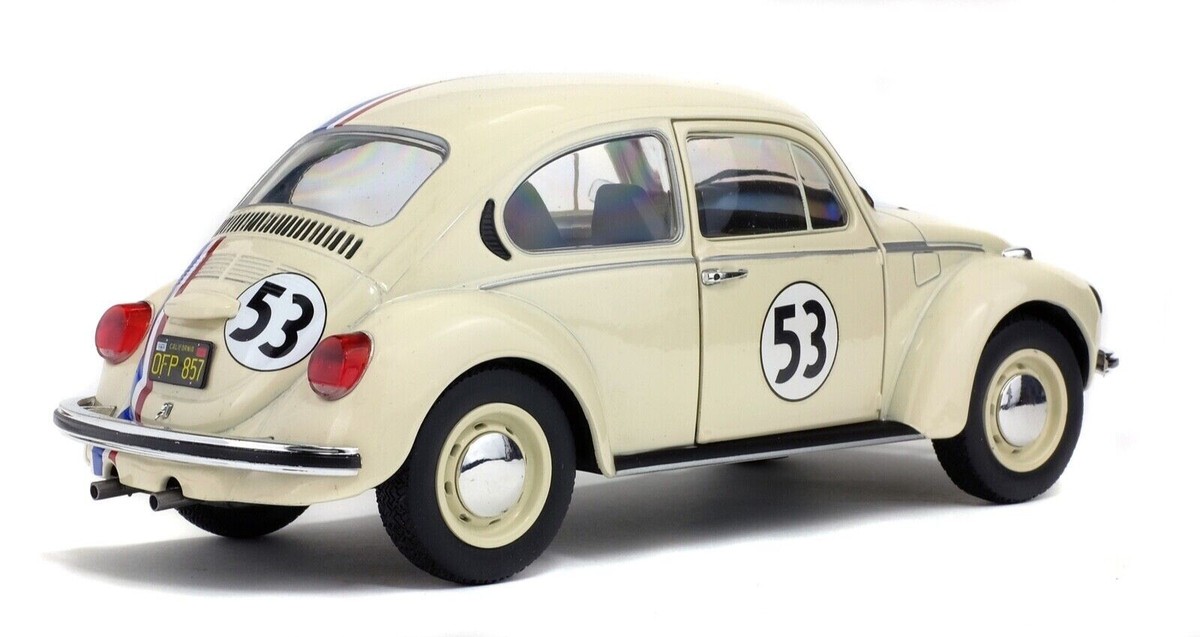 ミニカー VOLKSWAGEN 1/18 Volkswagen Beetle Racing #53 Cream Diecast Model Car By
