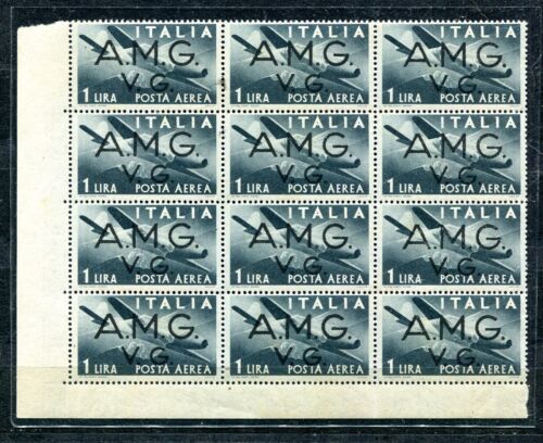 A.M.G.  V.G. 1945/47 block of 12 air post stamp l. 1 - mnh (005F) - Picture 1 of 2