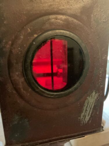Antique Victorian Carriage Coach Lamp Candle Lit Red Lens Bevelled Glass c19th - Picture 1 of 23