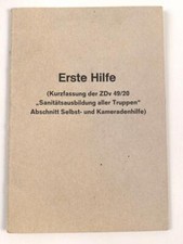 Bundeswehr,  Erste Hilfe Heft mit 39 Seiten, gehört in den KFZ Verbandkasten alt