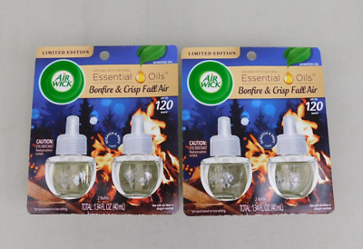 4ct Air Wick Essential Oils Scented Oil Refills - Bonfire & Crisp Fall Air #9084