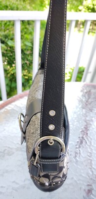Coach F10425 MEDIUM Vintage Soho Black Leather, Tweed and