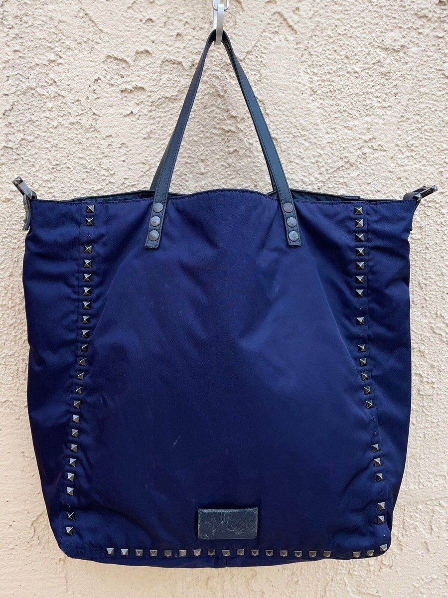 Valentino Rockstud navy blue nylon tote bag | eBay