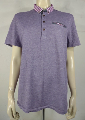 Ted Baker London purple contrast collar short sleeve polo shirt ladies size 5