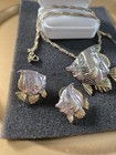 Vintage Fish Necklace and Earring Set Gold & Silver Tone Fish Pendant Necklace — photo 5