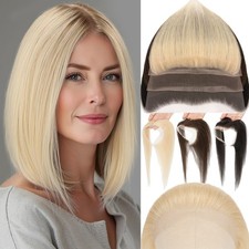 Women's Frontal Hairline Full Lace Cover Up Virgin Human Hair Piece Patch Topper