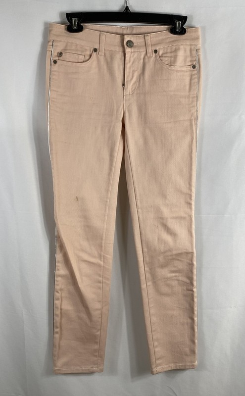 Alexander McQueen Women's Jeans Salmon Pink Silver Trim Skinny Size 29