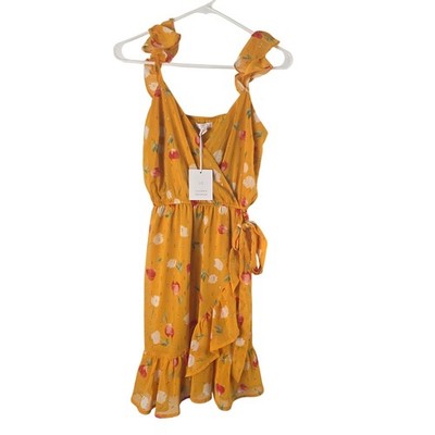 LC Lauren Conrad Orange Tulip Dress XS Womens Coquette Mini V Neck NWT