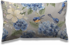 Floral Throw Pillow Cover 12x20 Inch Spring Plant Flowers Hydrangea Hibiscus Iri