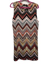 ABC Women's Sleeveless Zigzag Mini Dress, Colorful Geometric Pattern Sz. 1X NWT