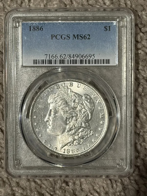 1886 Morgan Silver Dollar PCGS MS62 Blast White Frosty Luster Cert 84906695