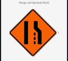 "MERGE LEFT SYMBOL" Reflective, Vinyl Roll-Up Sign, 36 x 36 SIGN ONLY