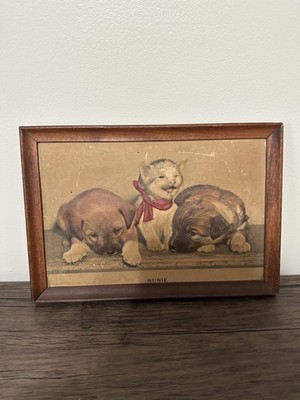 Vintage Morris Bendien SUSIE  Litho Puppies Kitten 1940s Framed 3D Print