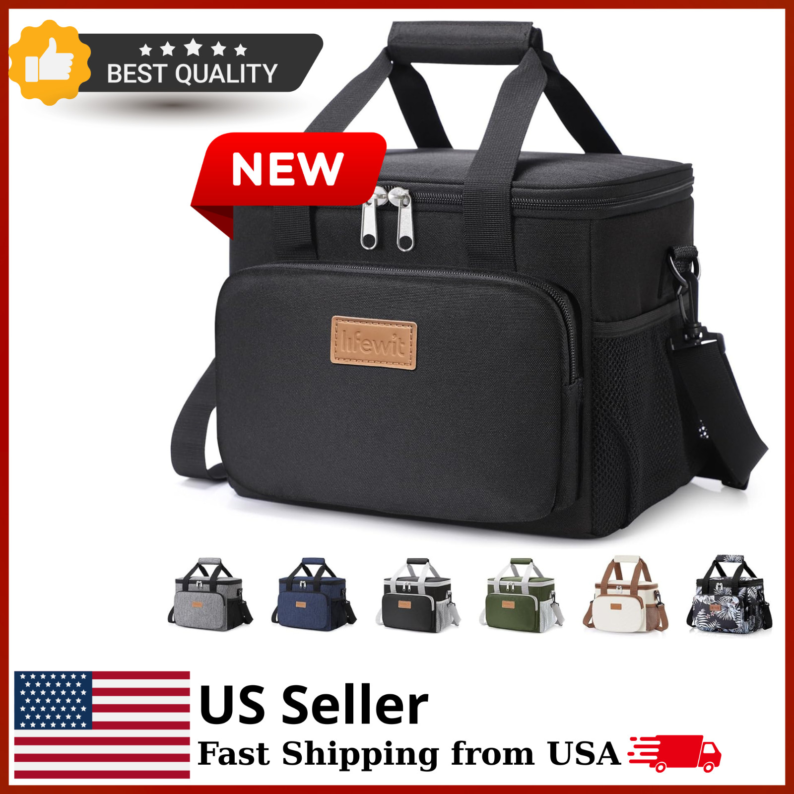 Medium Lunch Bag Insulated Lunch Box Soft Cooler Cooling Tote for Adult Men Wome