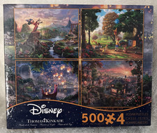 DISNEY Thomas Kinkade 500 Piece Puzzles X 4 Mickey Repunzel Winnie Lady Tramp