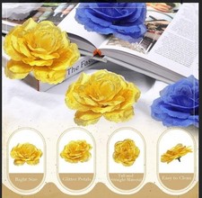 Yunlly 100 Pcs Artificial Flowers Fake Silk Roses Long Stem Rose Bouquet