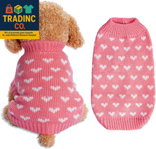 Dog Knitted Sweater Heart Puppy Sweater Warm Soft Pet Holiday Clothes for Small