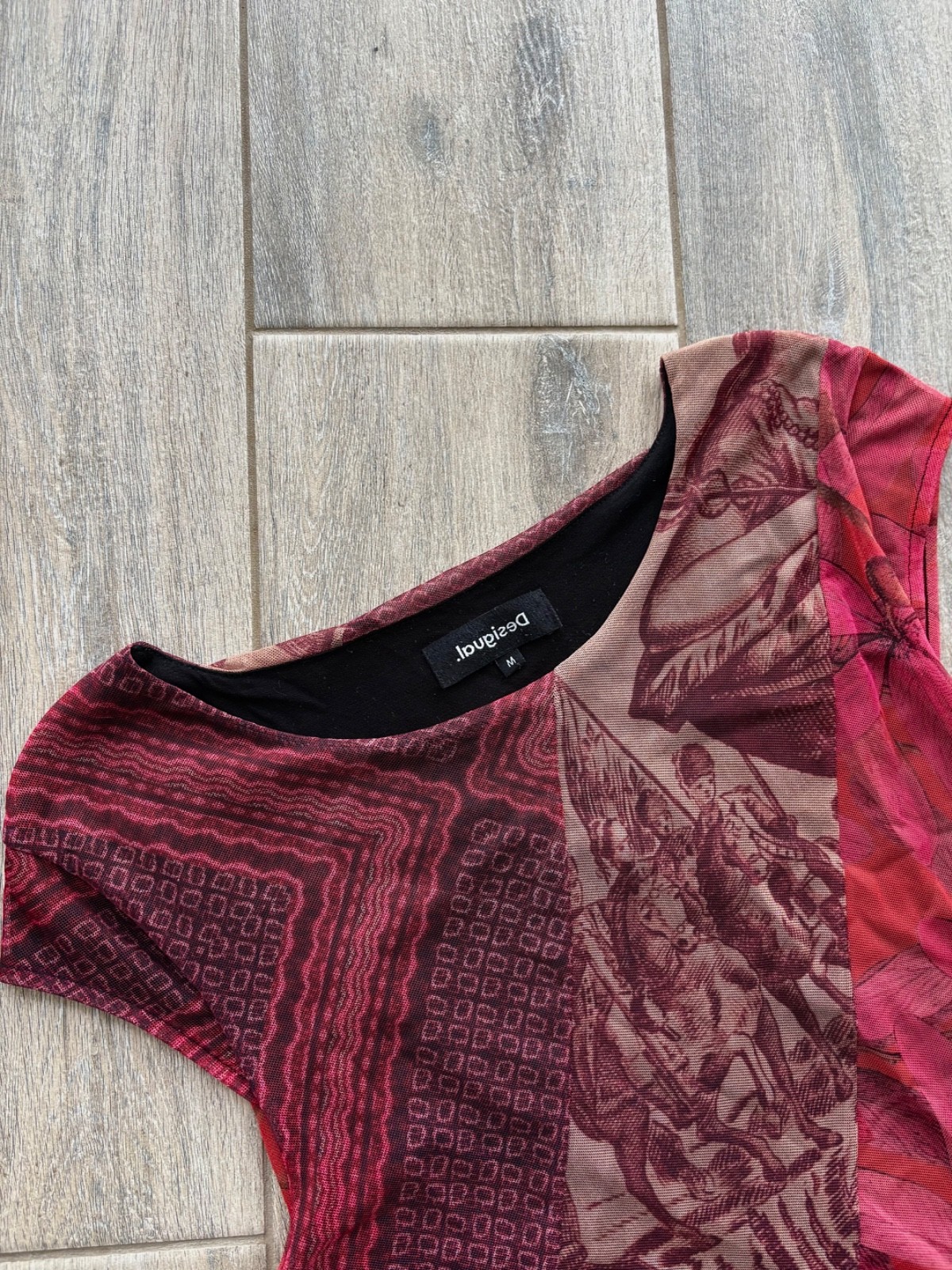 Desigual Mesh Patchwork Medieval Knights Art Flow… - image 2