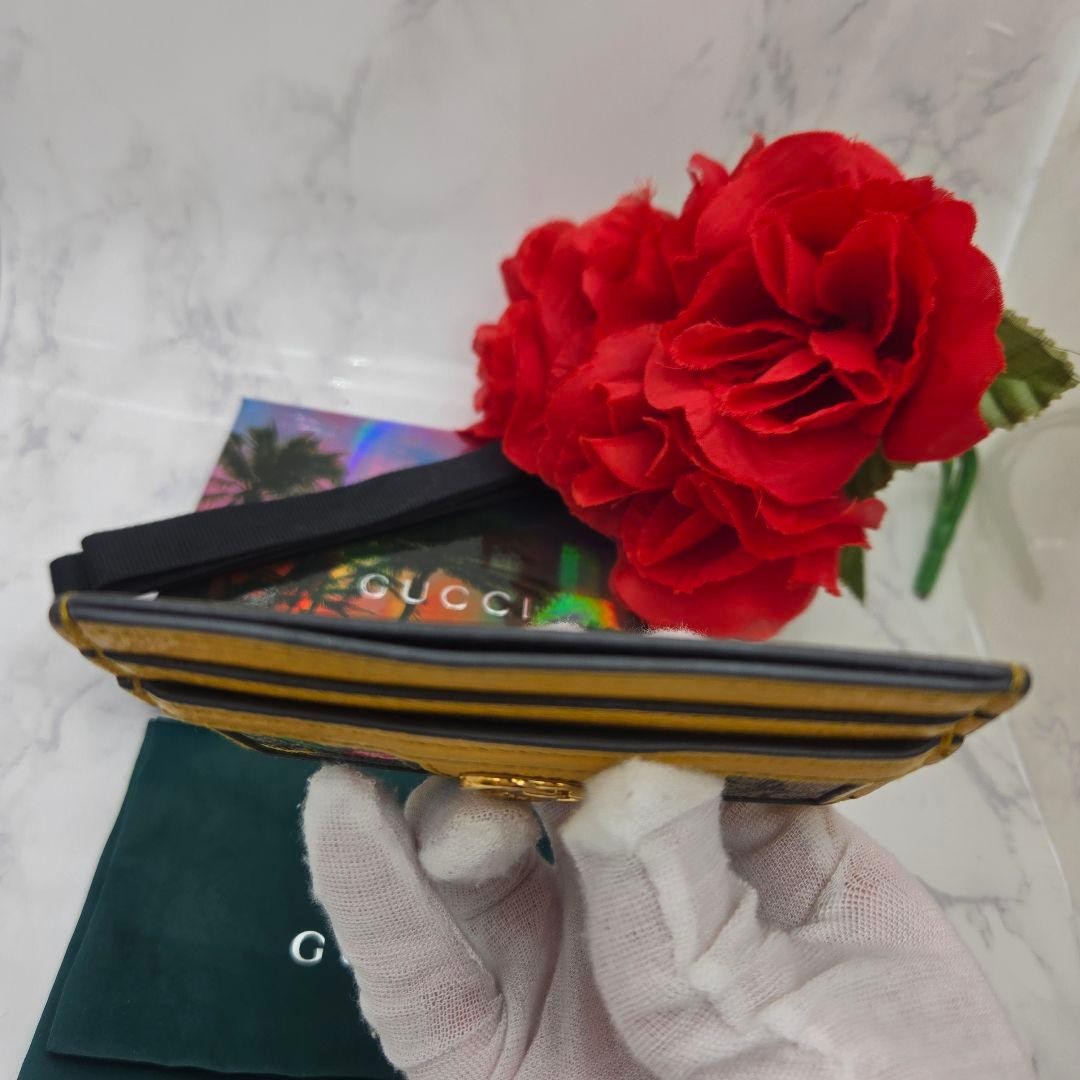 Gucci GG Marmont Commuter Pass Card Case Sherry Line Flower Rare thumbnail 11