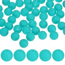 50-Pack Silicone Beads 15mm for DIY Crafts/Bracelet Turquoise Green 