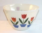 Fire King Splash Proof Mixing Bowls - Tulips on Ivory - 4 QT