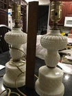 Vtg Hobnail Milk Glass Bubble Boudoir Lamp Set of 2