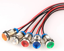 5Pcs 10Mm AC/DC 12-24V LED Metal Indicator Light Waterproof Signal Lamp Pilot Da