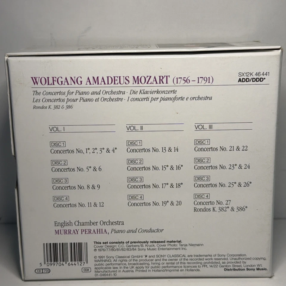 Mozart The Piano Concertos English Chamber Orchestra Murray Perahia 12CD Booklet - Image 2 of 4