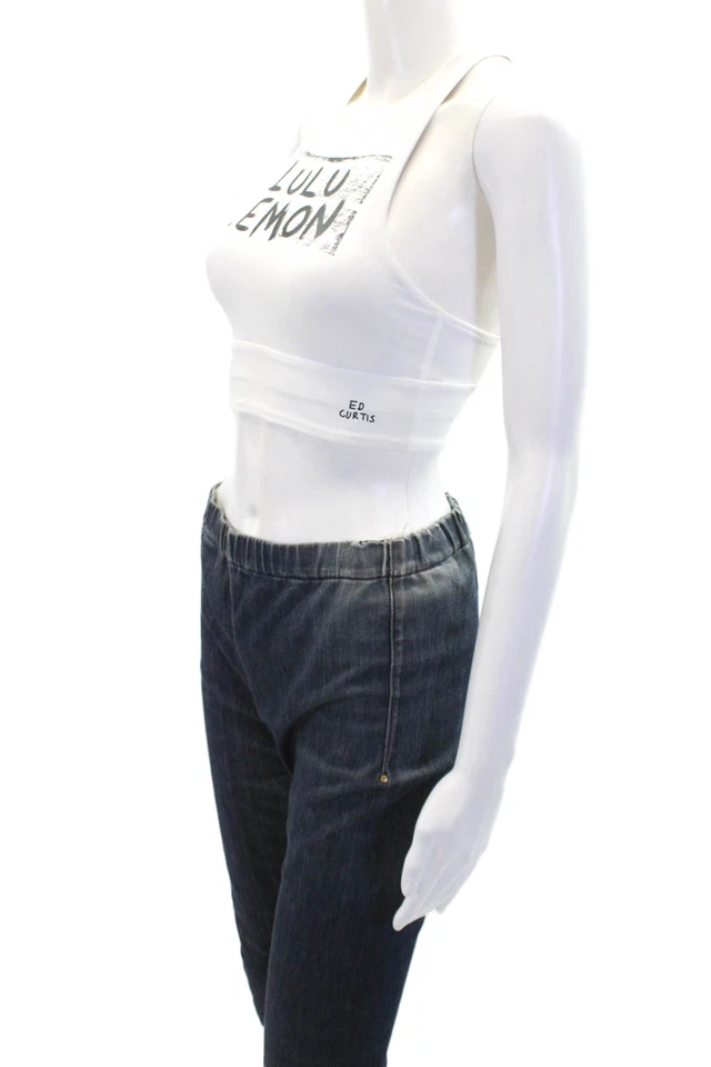 Camiseta sin mangas Lululemon para mujer elástica con estampado gráfico recortada ropa deportiva blanca talla 4 Foto 2 de 4