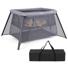 Travel Crib w/ Safety Enclosure Padded Mattress Carrying Bag Indoor Outdoor
