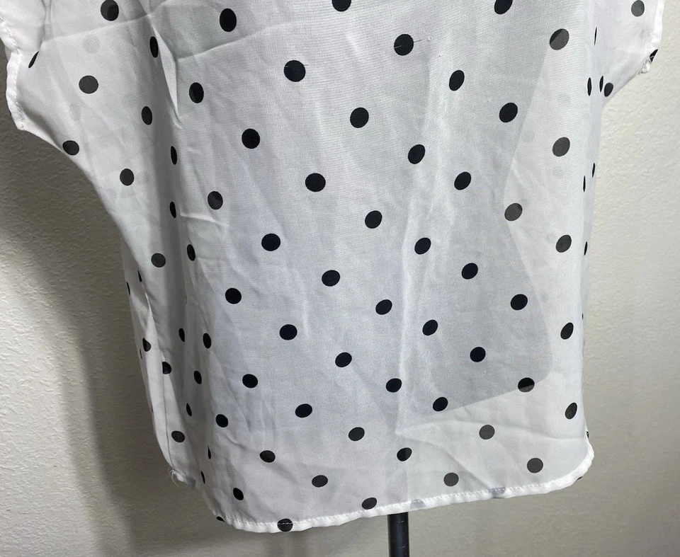 Camisa Delias Mujer Pequeña Blusa Manga Corta Lunares Transparente Ligera Foto 3 de 4