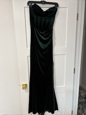 Women’s Windsor Julia Velvet Corset High Slit Mermaid Dress Hunter Green Sz S