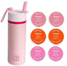 Vitapod Paris Hilton Hydration Bottle + 6 Pod- That's Hot Pink - Stainless Steel