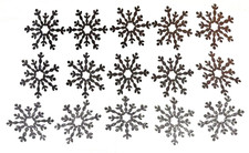 15 Silver Glitter Snowflake Die Cuts Scrapbook Cards Paper Piecing Crafts